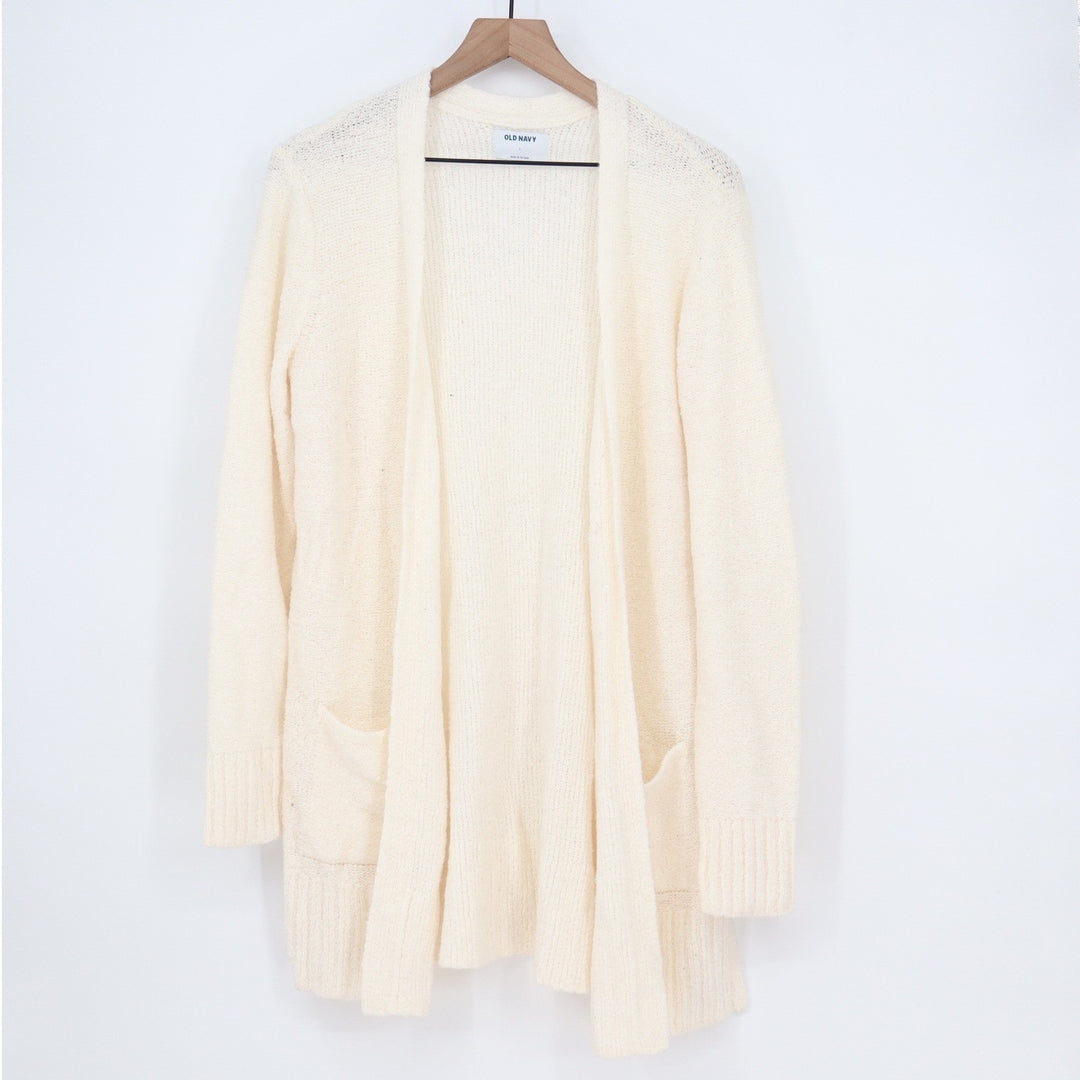 Old Navy Womens Cream Open Front Longline Cardigan Sweater Wool Blend Large
