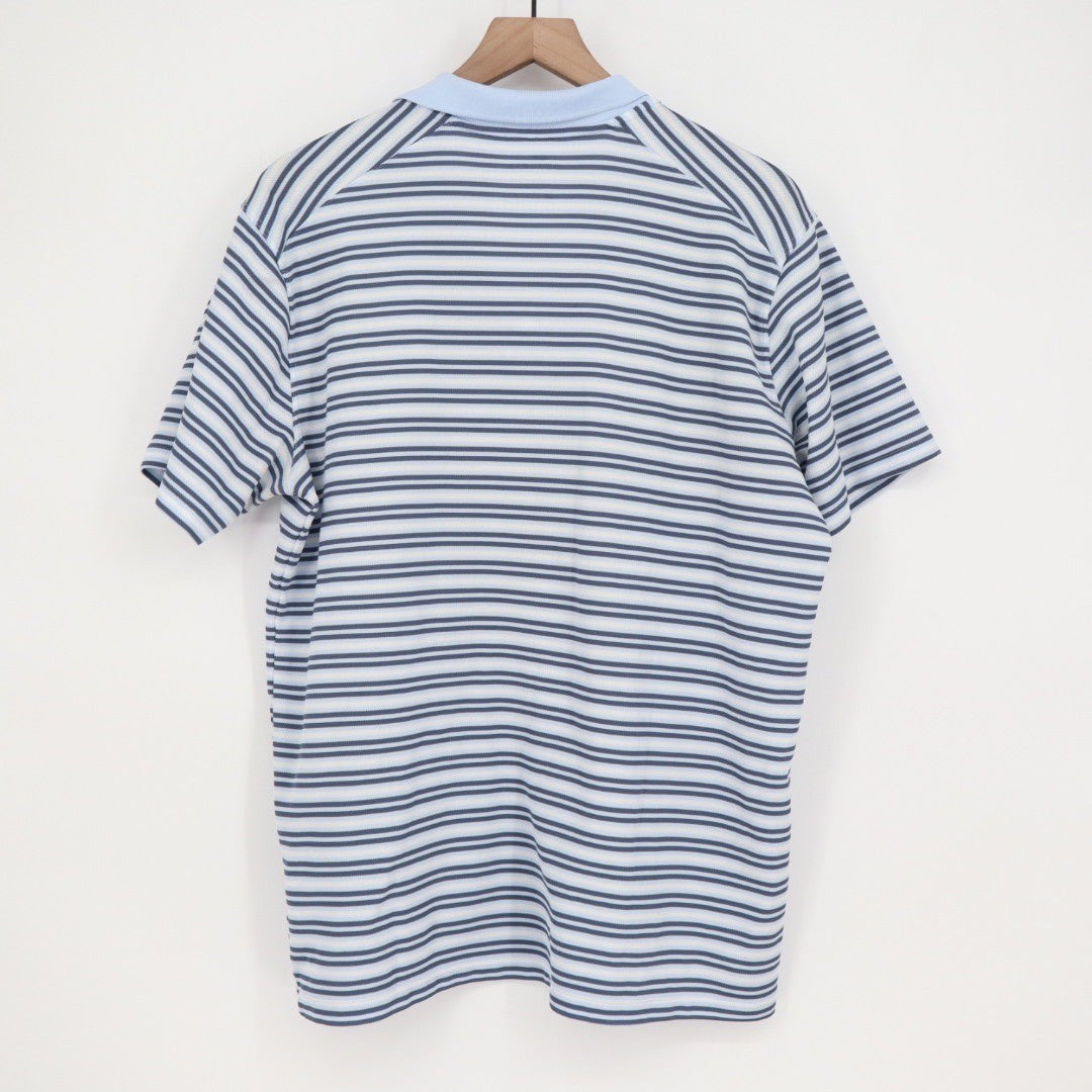 Nike Dri Fit Golf Polo Shirt Blue White Stripe Short Sleeve Size Large