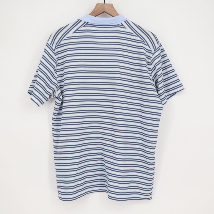 Nike Dri Fit Golf Polo Shirt Blue White Stripe Short Sleeve Size Large