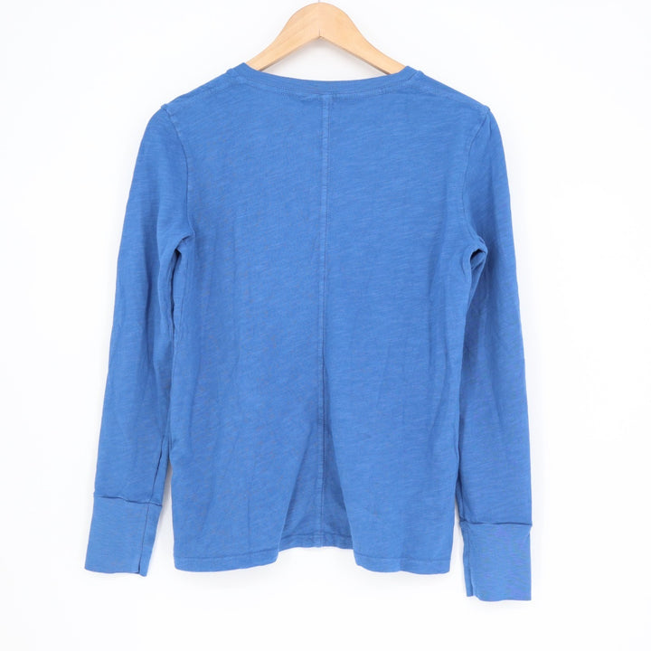 American Giant Premium Slub T-Shirt Womens XS Blue Cotton V-Neck Long Sleeve