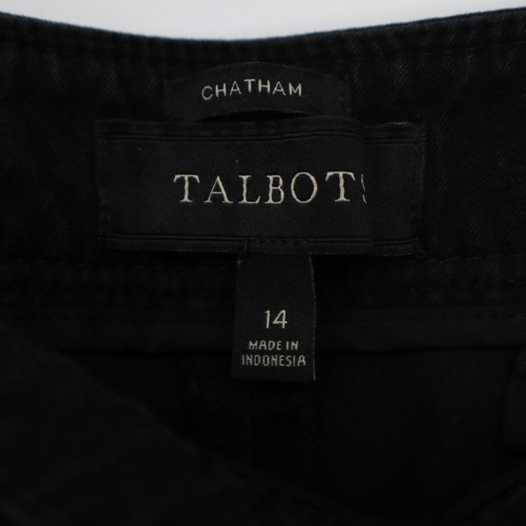 Talbots Chatham Ankle Pants Womens 14 Black Cotton Stretch Welt Pockets Straight
