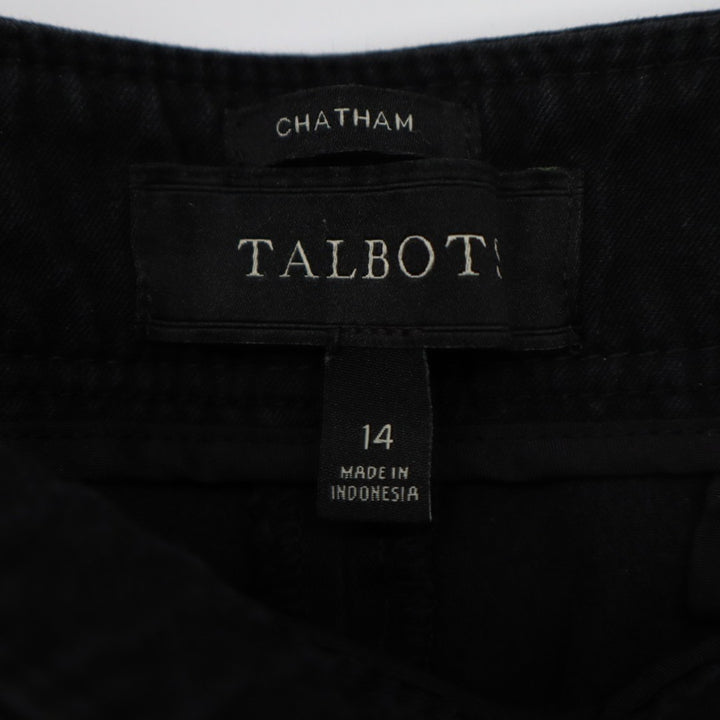 Talbots Chatham Ankle Pants Womens 14 Black Cotton Stretch Welt Pockets Straight