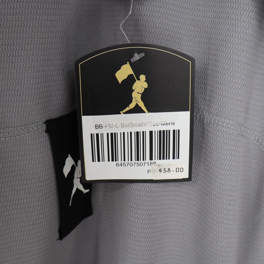 Baseballism Bat Bros BP Tee Mens Large Grey Short Sleeve Quarter Zip Hoodie