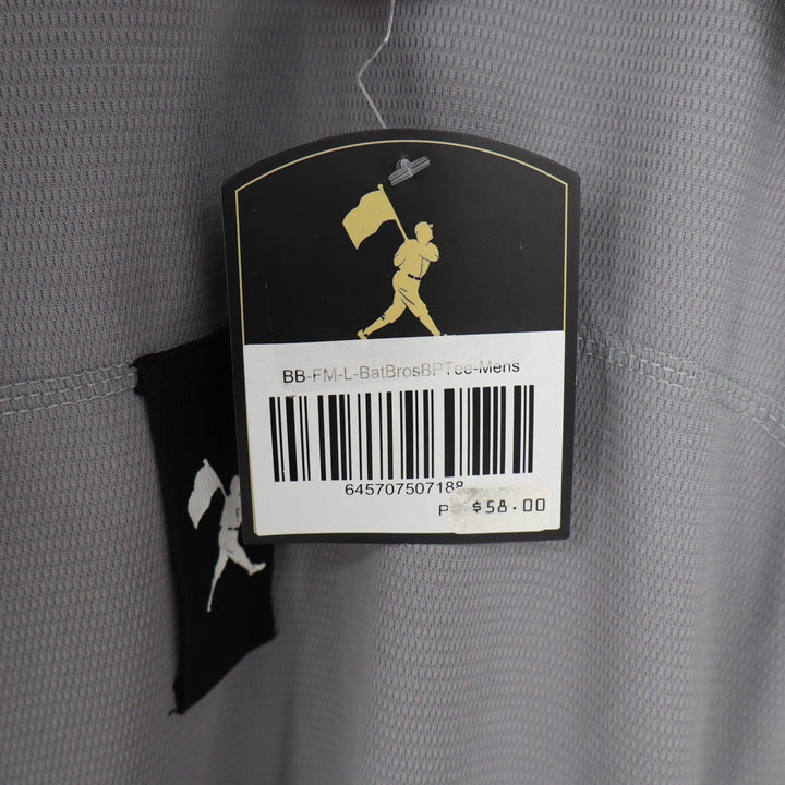 Baseballism Bat Bros BP Tee Mens Large Grey Short Sleeve Quarter Zip Hoodie