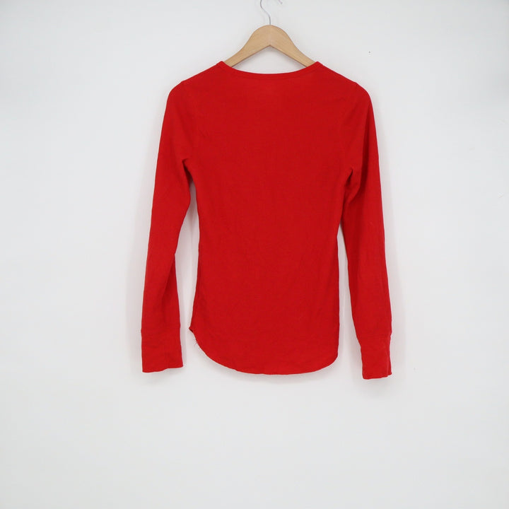 Old Navy Mens Small Red Waffle Knit Thermal Long Sleeve Crew Neck Shirt
