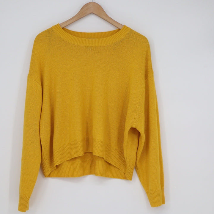 H&M Divided Mustard Yellow Crew Neck Relaxed Knit Sweater XL