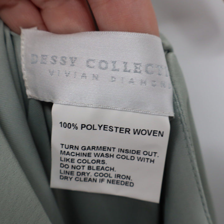 Dessy Collection Vivian Bianchi 14R Sage Green One Shoulder Hi Low Maxi Dress