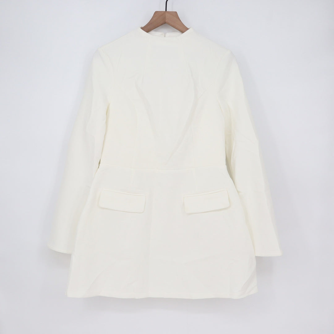 Showpo Carlson White High Neck Open Back Cocoon Mini Dress Size 8