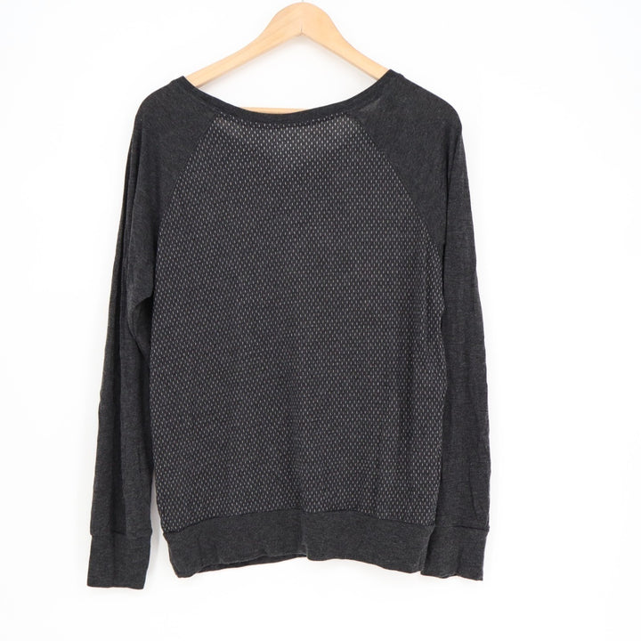 Blue 84 T-Shirt Womens Large Charcoal Gray Raglan Long Sleeve Crew Neck Pullover