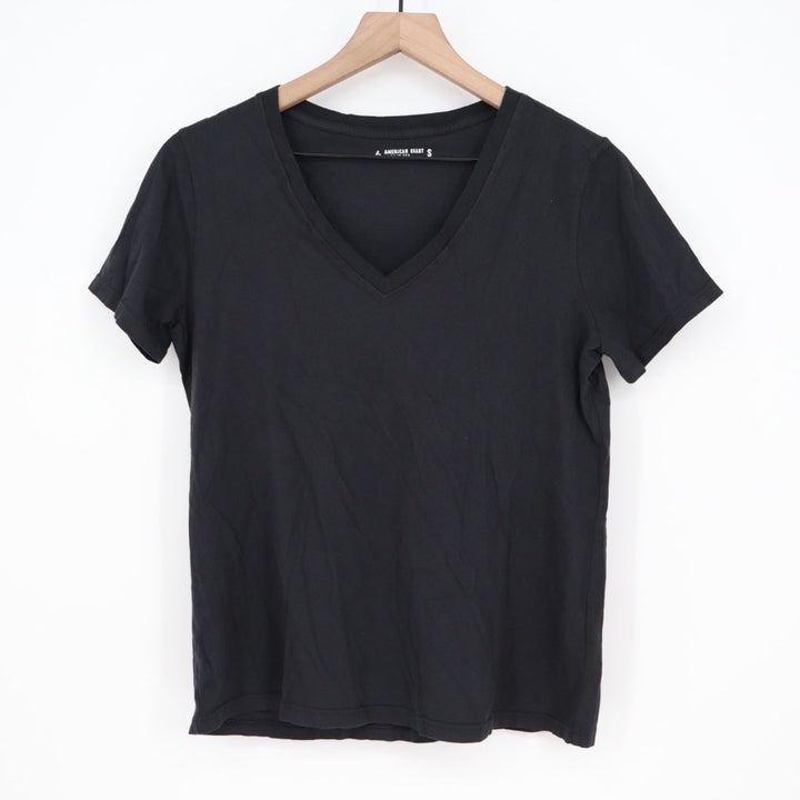 American Giant Classic V Neck T Shirt Black Made in USA Size Small