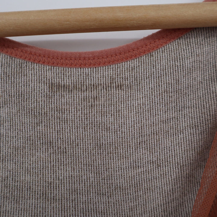Haobo Terracotta Lace Trim V-Neck Mesh Inset Ribbed Camisole Tank Top Small