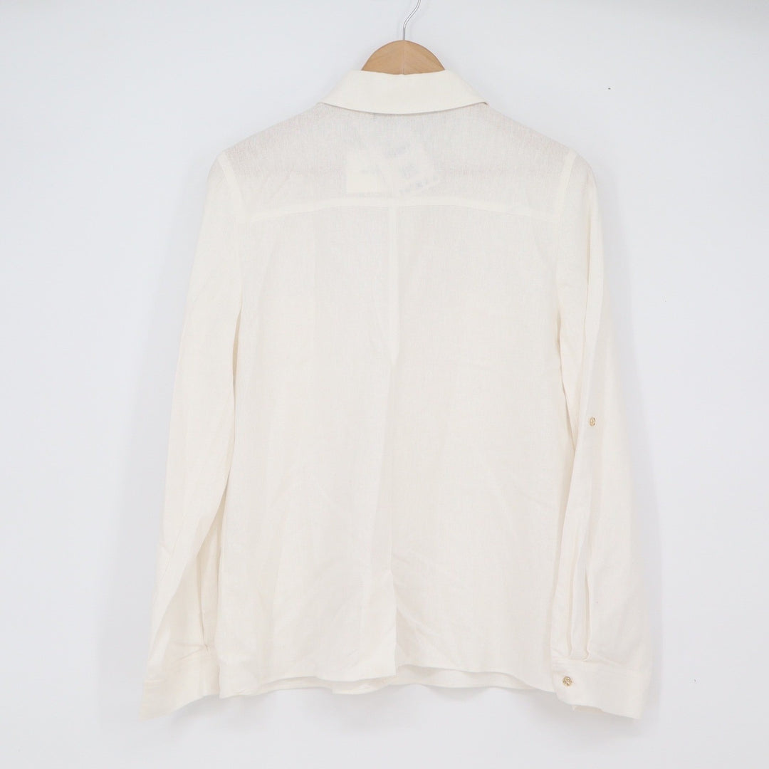 Zara Linen Shirt Womens S 2865/709/250 Off-White Button-Down Pocket NEW