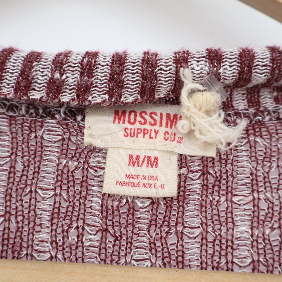 Mossimo Cardigan Sweater Womens Medium Brown Pink Striped Knit Ribbed Open Front