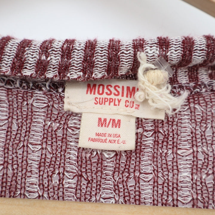 Mossimo Cardigan Sweater Womens Medium Brown Pink Striped Knit Ribbed Open Front
