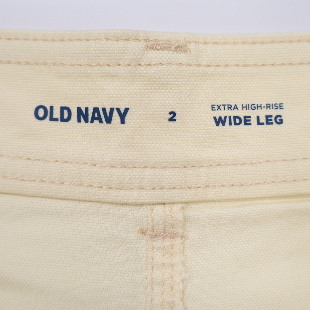 Old Navy Extra High-Rise Wide Leg Pants Cream Off-White Cotton Blend Size 2 NEW