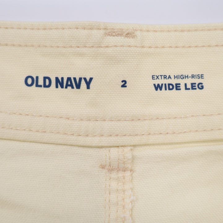 Old Navy Extra High-Rise Wide Leg Pants Cream Off-White Cotton Blend Size 2 NEW
