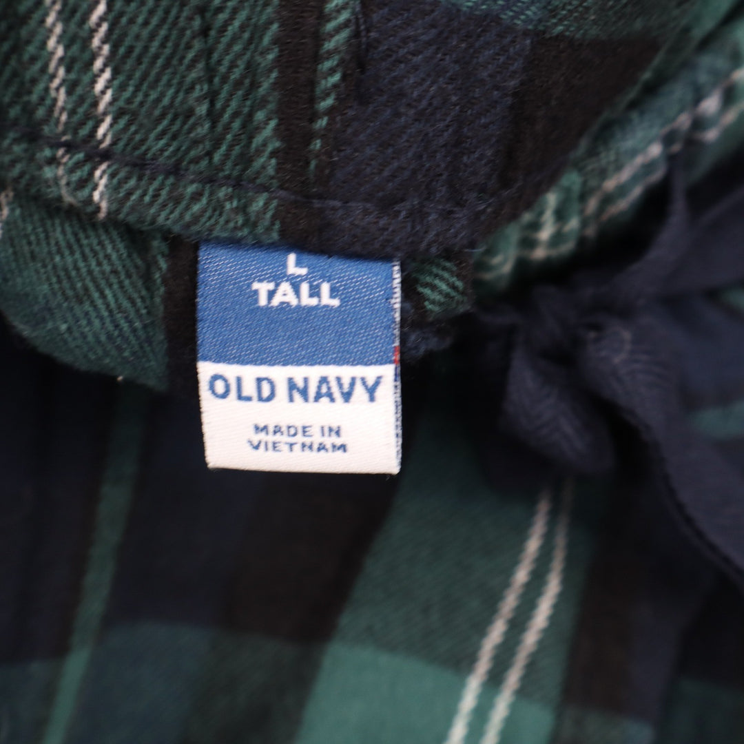 Old Navy Mens Green Navy Blue Plaid Flannel Pajama Pants Tall Large KLE 4413