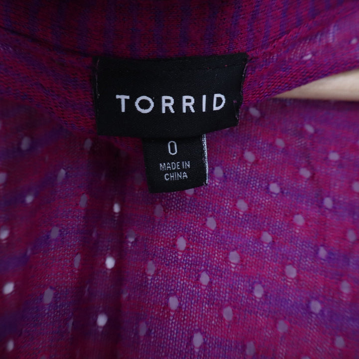 Torrid Purple Space Dye Pointelle Longline Cardigan Short Sleeve Size XL
