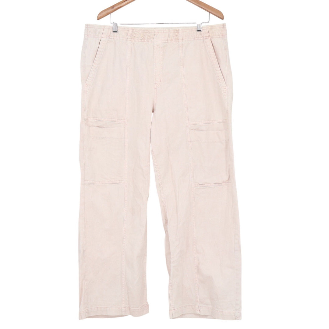 Gap Denim Womens XL High Rise Wide-Leg Pants Pink Elastic Waist Cotton