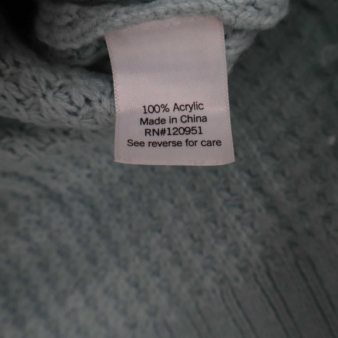 SO Womens Waffle Knit Sweater Light Blue Crewneck High-Low Hem Small