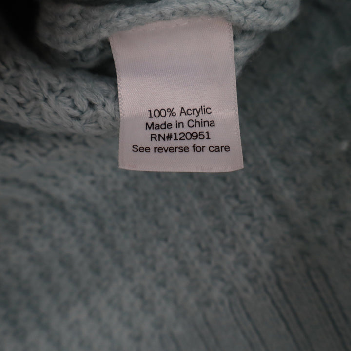 SO Womens Waffle Knit Sweater Light Blue Crewneck High-Low Hem Small
