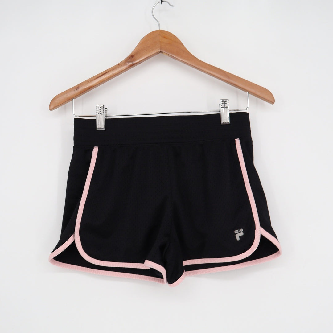 Fila Sport Womens XS Black Pink Mesh Dolphin Athletic Running Shorts
