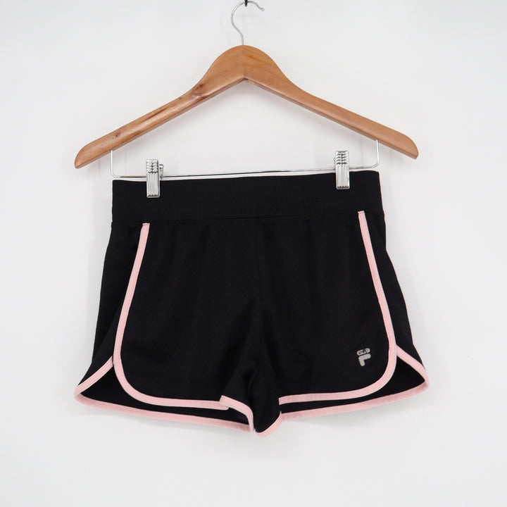 Fila Sport Womens XS Black Pink Mesh Dolphin Athletic Running Shorts