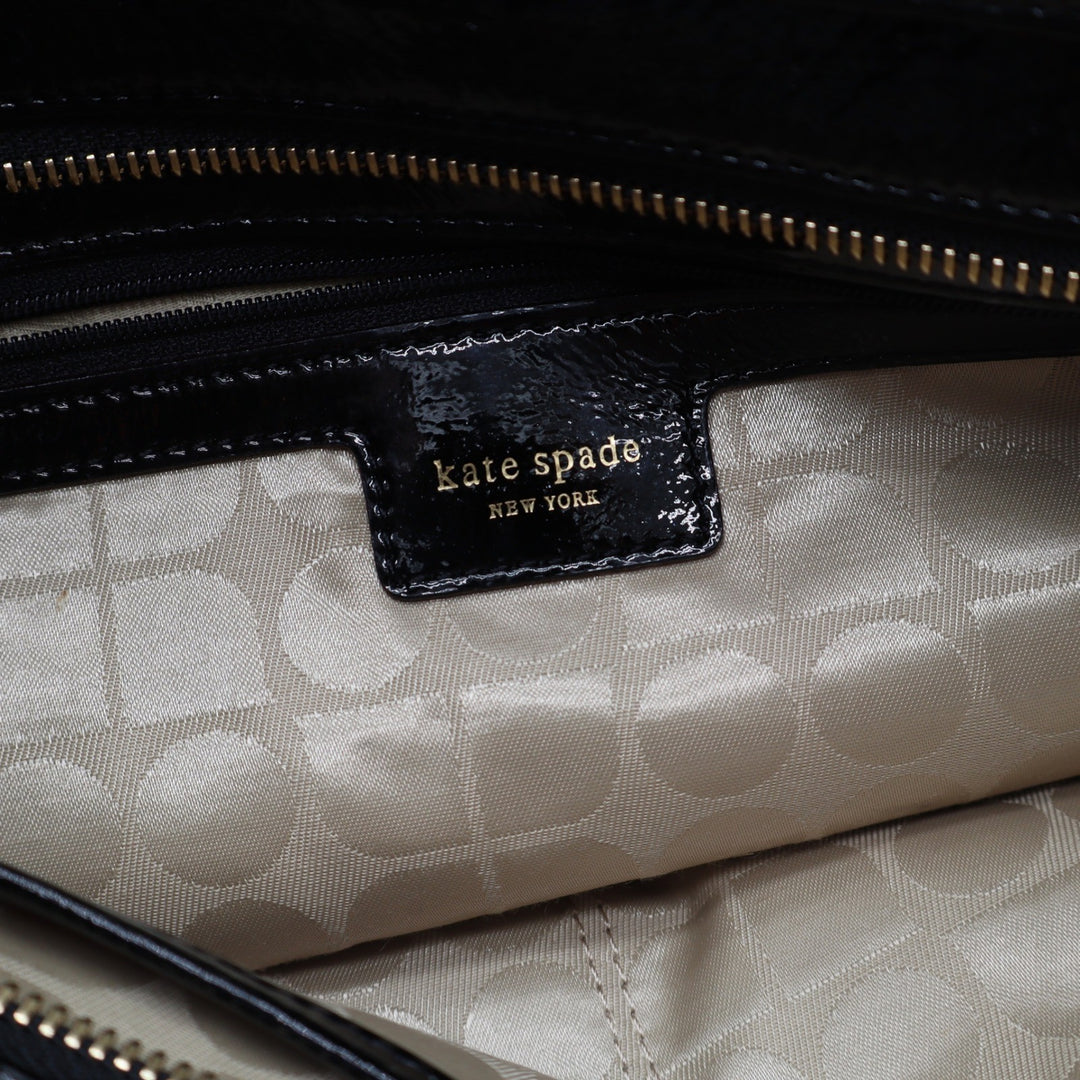 Kate Spade Handbag Womens Large Patent Leather Black Cutout Handle Excellent