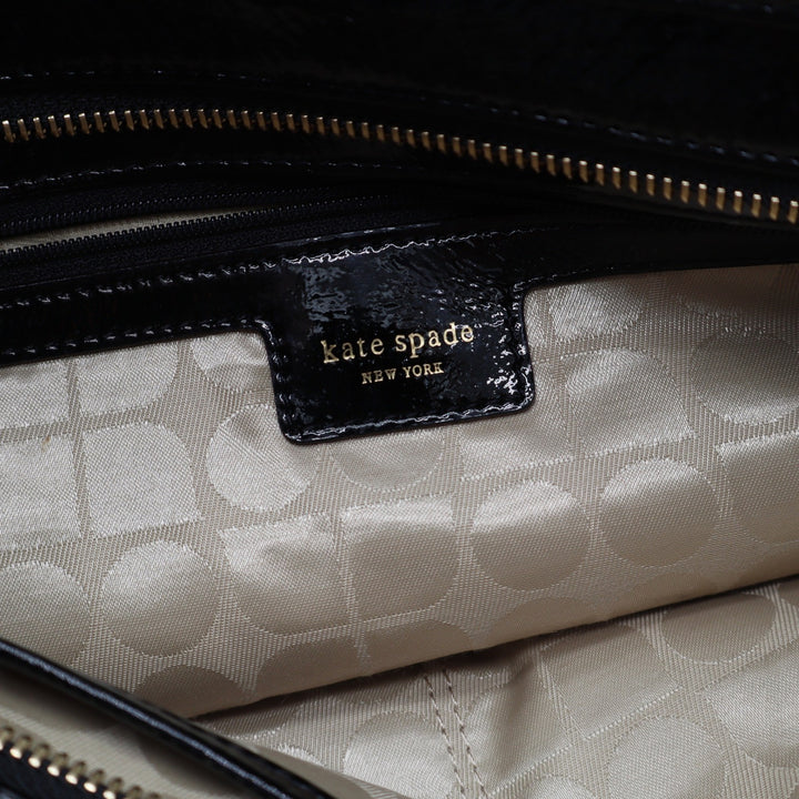 Kate Spade Handbag Womens Large Patent Leather Black Cutout Handle Excellent