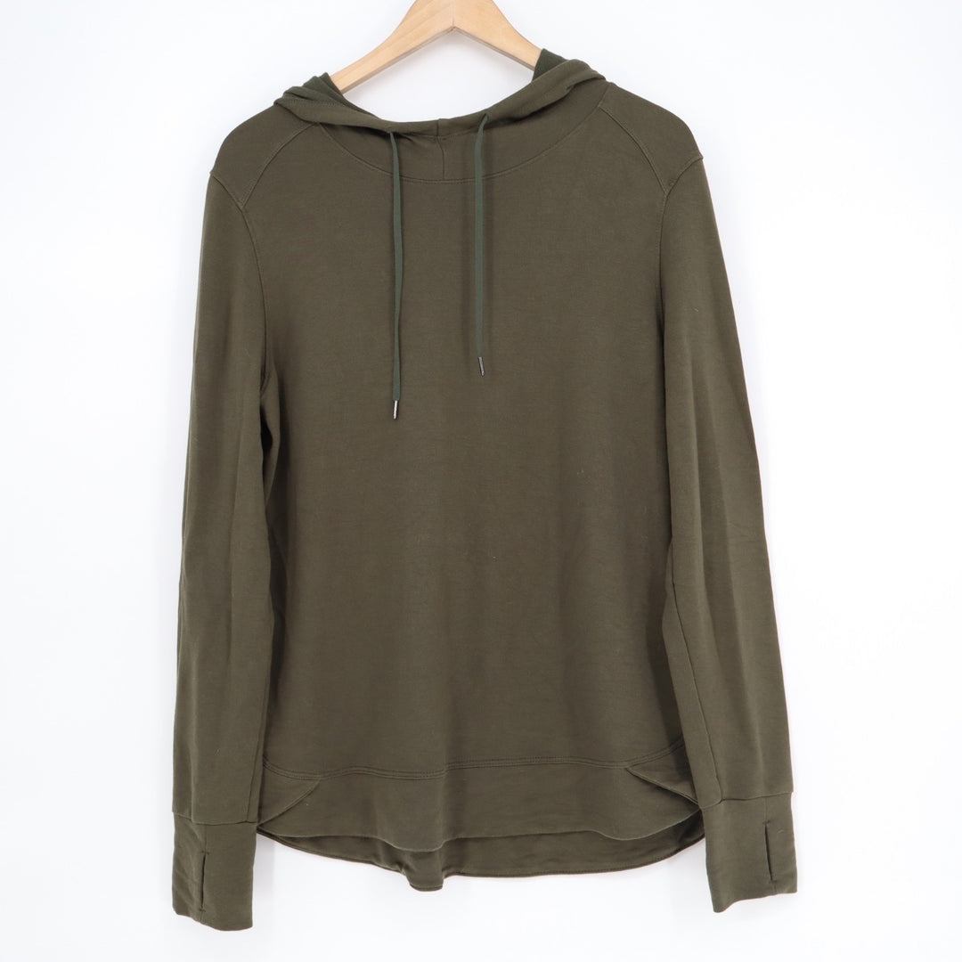 Athletic Work Hoodie Womens Medium(8-10) Olive Green Stretch Thumb Hole Sleeve