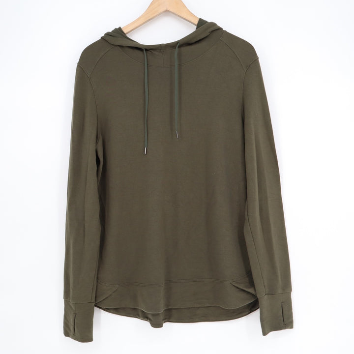 Athletic Work Hoodie Womens Medium(8-10) Olive Green Stretch Thumb Hole Sleeve