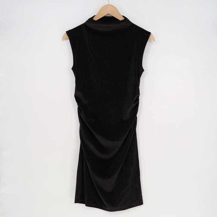 A New Day Womens Black Velvet Mock Neck Ruched Sleeveless Mini Dress XS