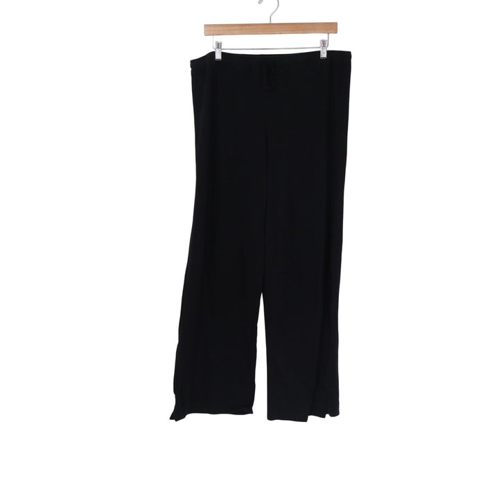 Karen Neuburger Black Wide Leg Lounge Pants Elastic Drawstring Waist Sleepwear