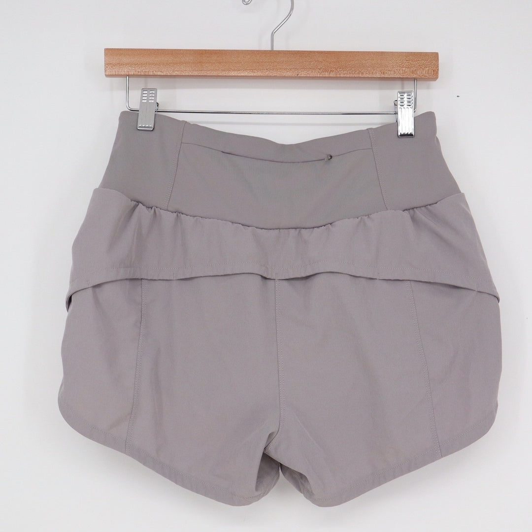 Womens Gray High Performance Running Shorts Zippered Pocket Size M Athletic