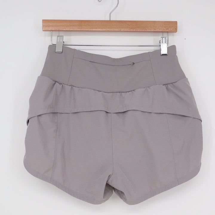 Womens Gray High Performance Running Shorts Zippered Pocket Size M Athletic