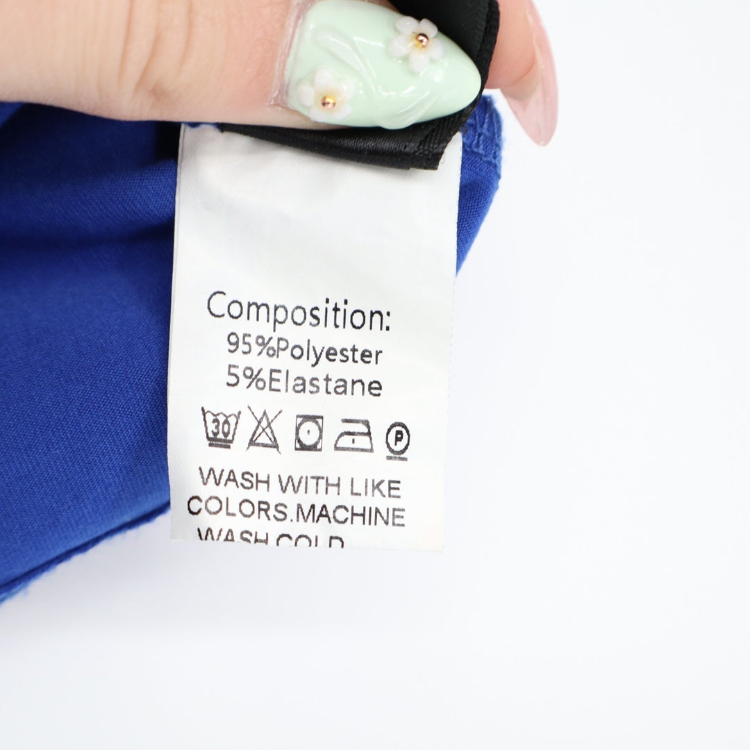 Shein Icon Top Womens Large Blue Ruched Tie Backless Hanky Hem Mesh Halter Neck