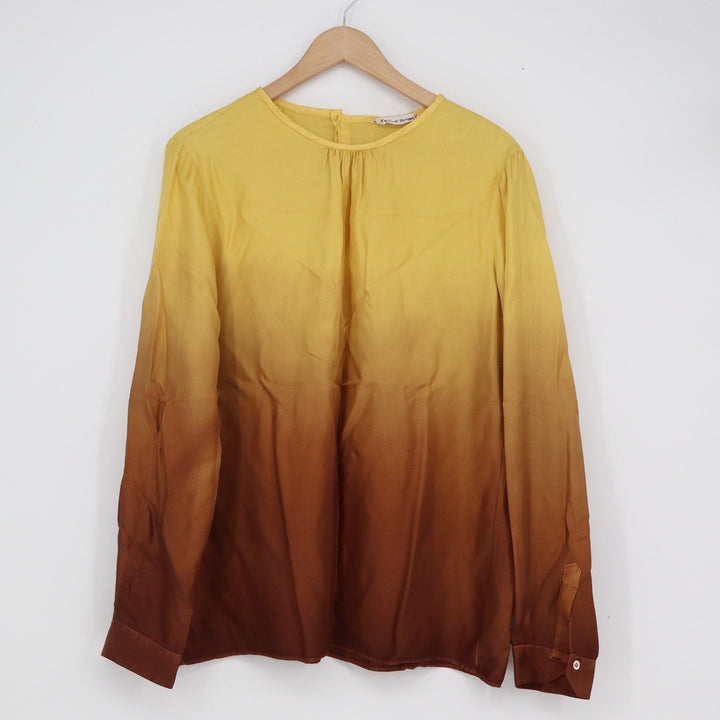 Le Sarte Pettegole Silk Ombre Blouse Yellow Brown Gradient Made in Italy Size 46