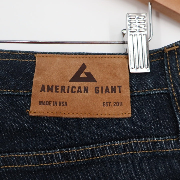 American Giant Dakota Straight Jeans Mens 30x30 Blue Dark Wash Denim Stretch