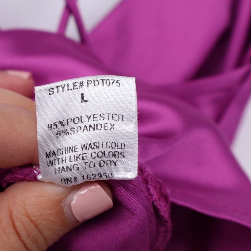 Pretty Garbage Purple Satin Side Slit Cowl Neck Cami Top Size L