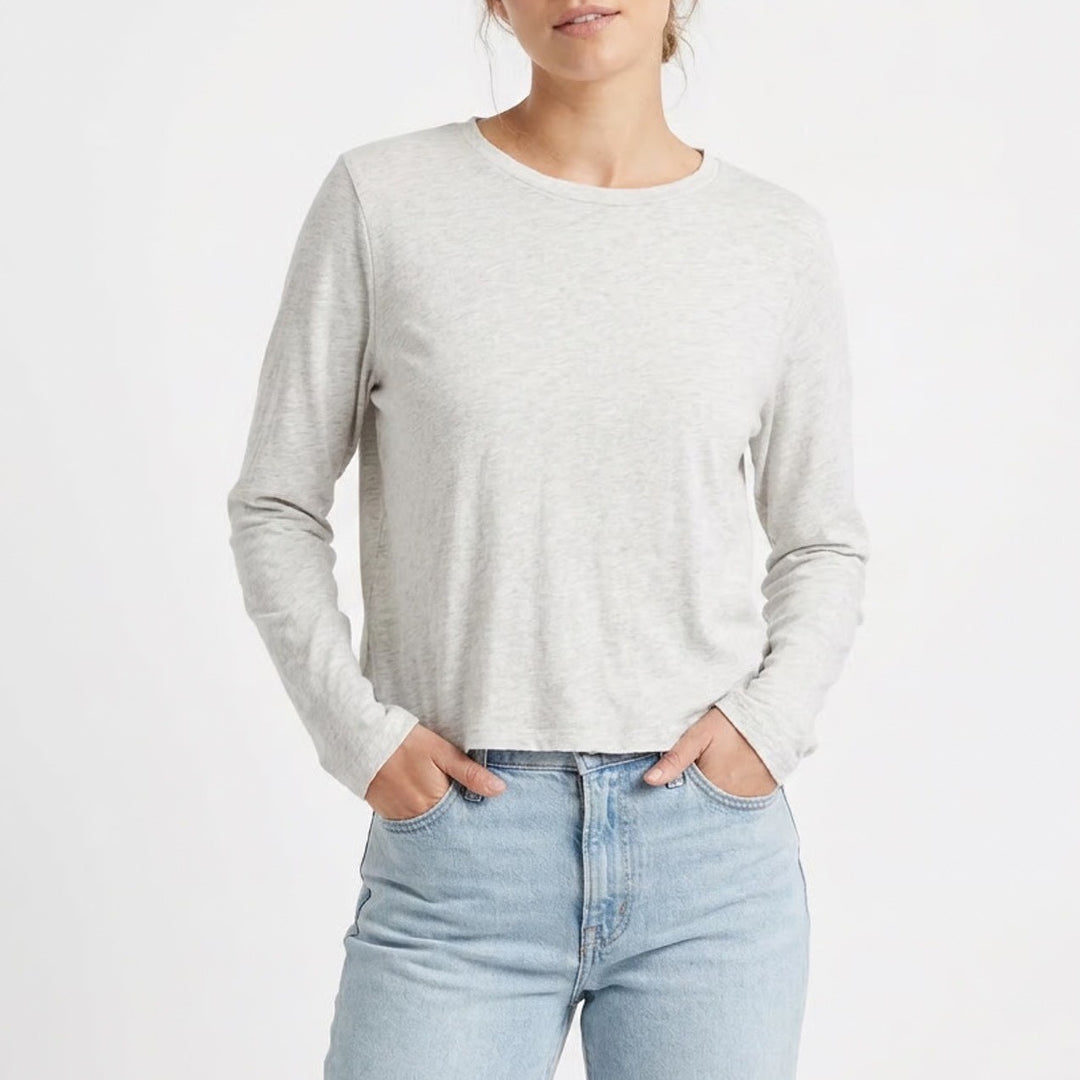 Old Navy Everywear Womens XL Heather Grey Cotton Long Sleeve Crew Neck Tee Shirt