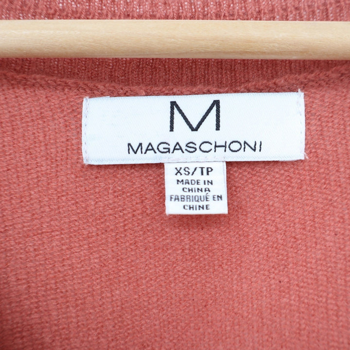 Magaschoni Womens 100% Cashmere V-Neck Sweater Coral Pink XS