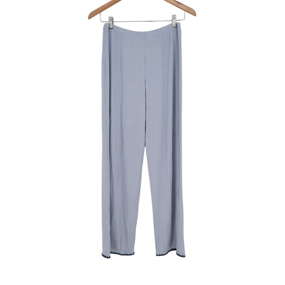 Eberjey Side Of Life Pajama Pants Womens S Blue Stretch Elastic Waist Wide Leg