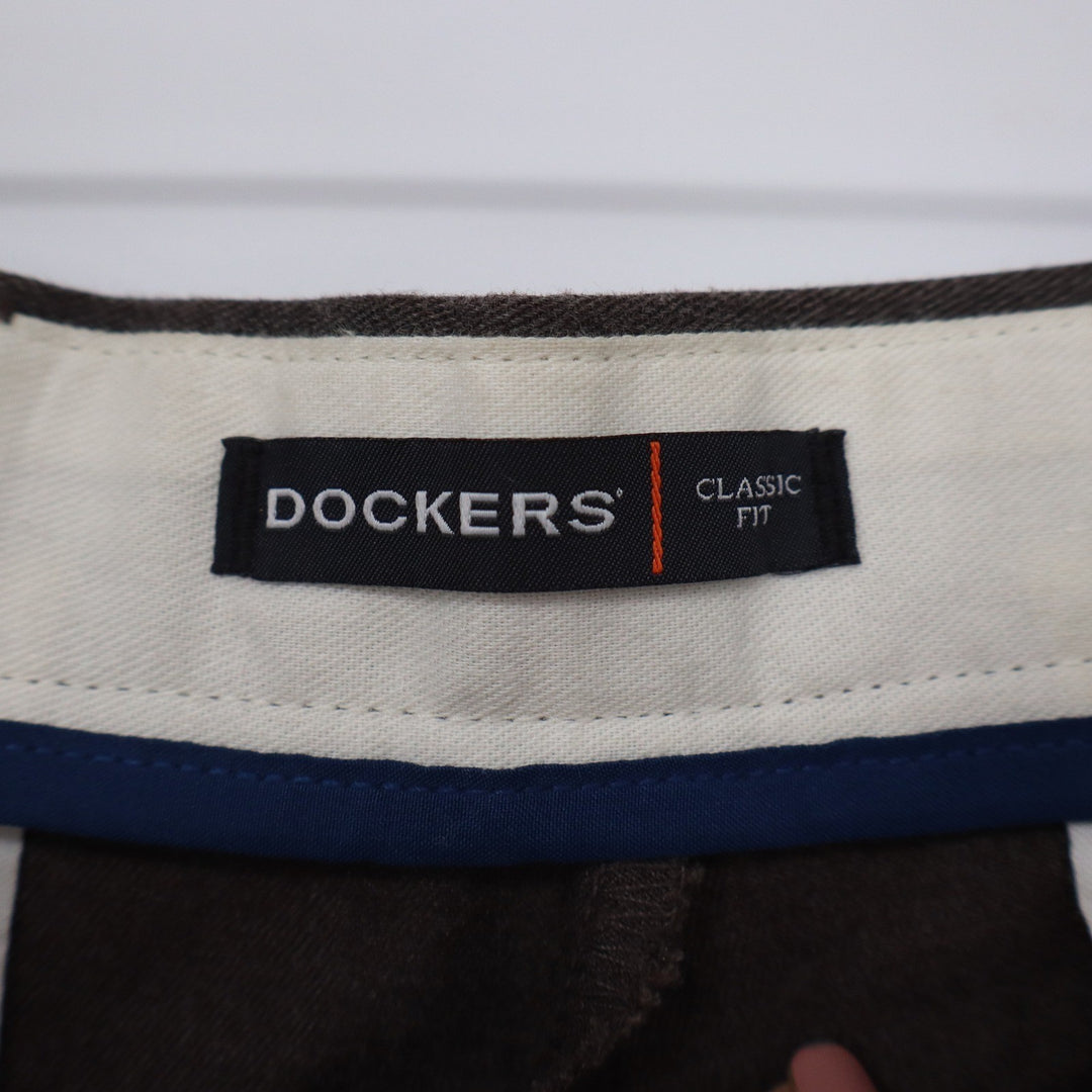 Dockers Mens Classic Fit Brown Heathered Straight Leg Dress Pants 34x32