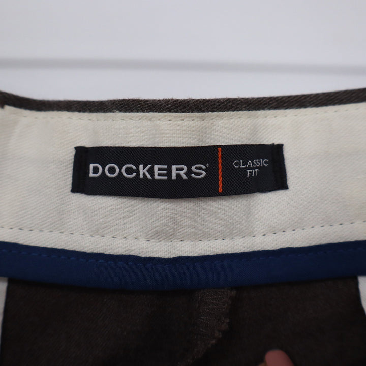 Dockers Mens Classic Fit Brown Heathered Straight Leg Dress Pants 34x32