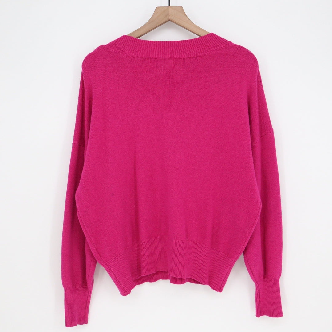 Philosophy Republic Clothing Hot Pink V-Neck Balloon Sleeve Sweater Large