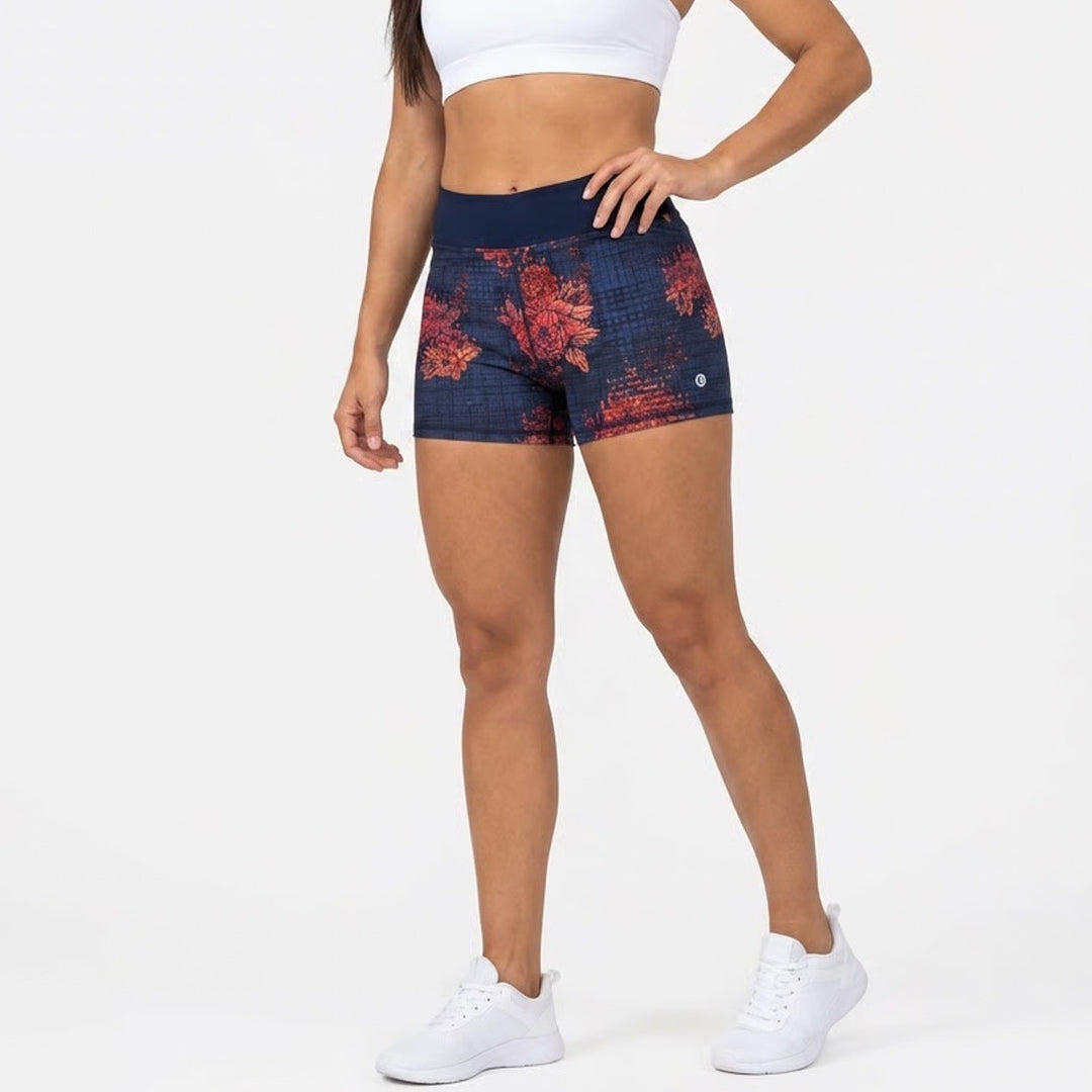 Cotton On Body Womens Floral Athletic Shorts Navy Red 666338 Size L