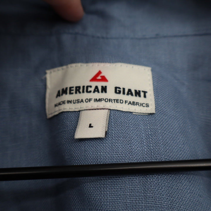 American Giant Easy Linen Shirt Breach Horizon Size L Made in USA