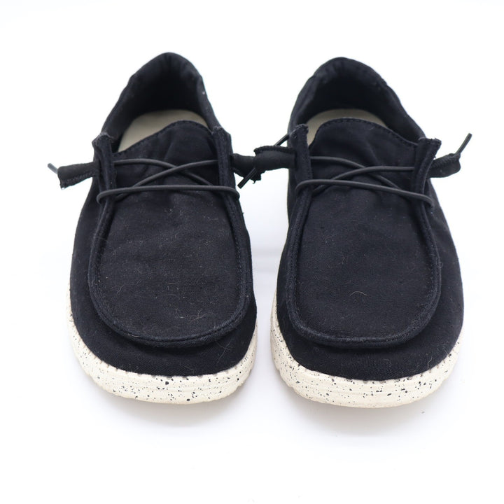 Hey Dude Wendy L Black Canvas Slip On Loafers Womens Size 8