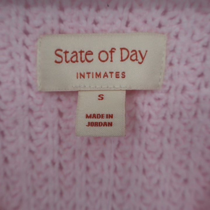 State of Day Intimates Crop Pajama Top Womens S Baby Pink Waffle Knit Sleepwear