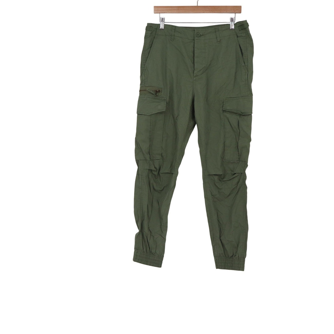 HM LOGG Mens Olive Green Cargo Jogger Pants Size 31 Utility Cotton